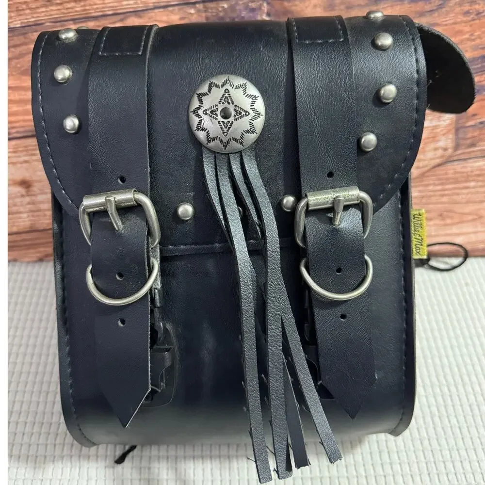 Willie and Max Black Saddlebag motorcycle with clips